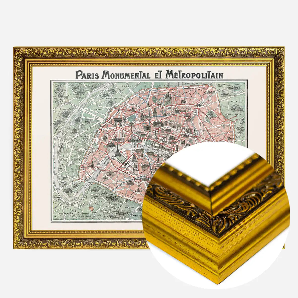 Plan Of Paris With Significant Buildings And Metro Lines 1920