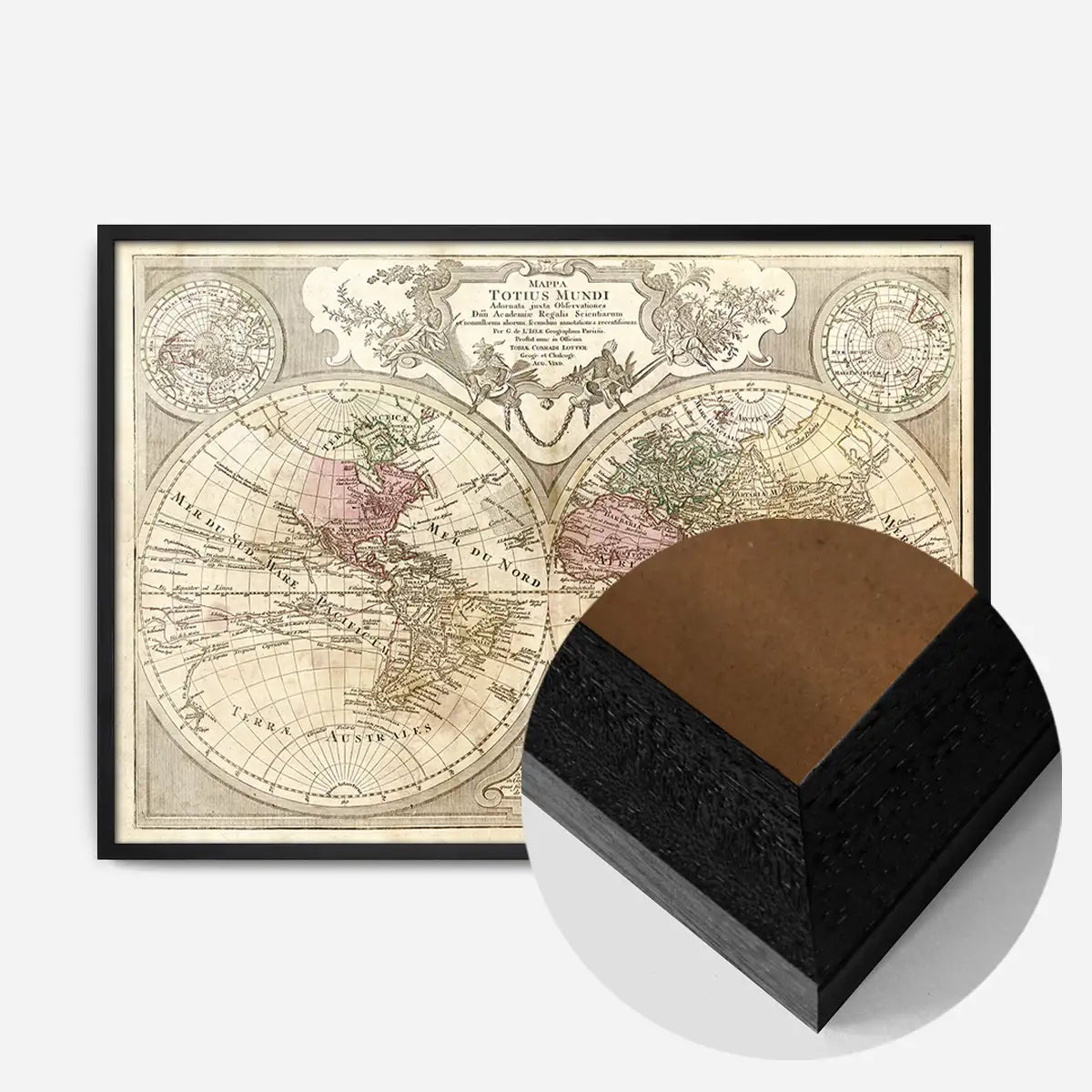 Decorative Large Double Hemisphere World Map