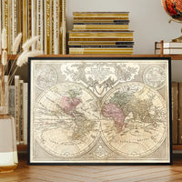 Decorative Large Double Hemisphere World Map