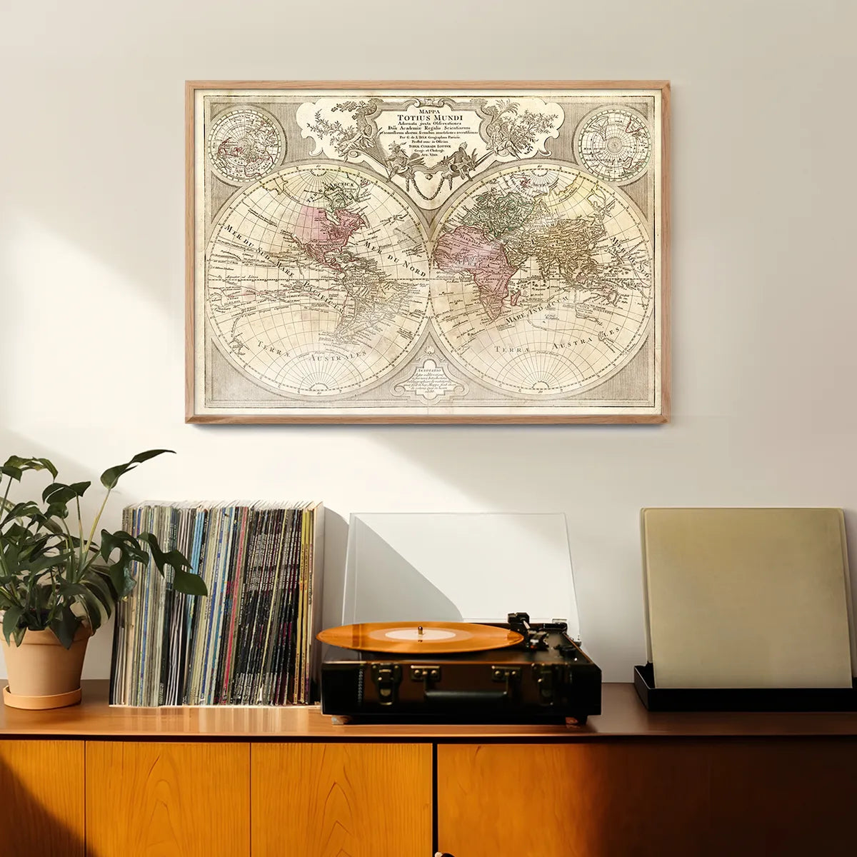 Decorative Large Double Hemisphere World Map