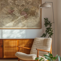 Decorative Large Double Hemisphere World Map