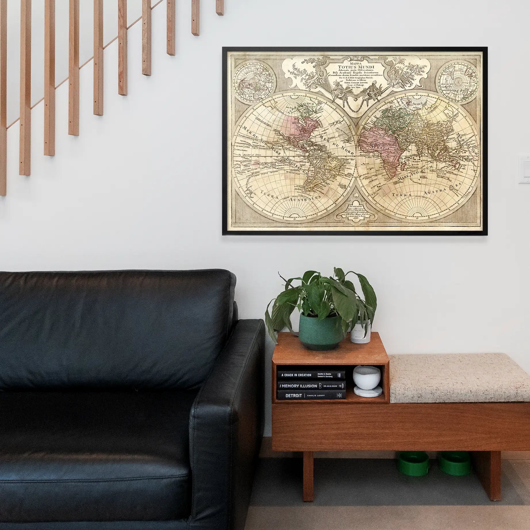 Decorative Large Double Hemisphere World Map