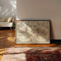 Decorative Large Double Hemisphere World Map