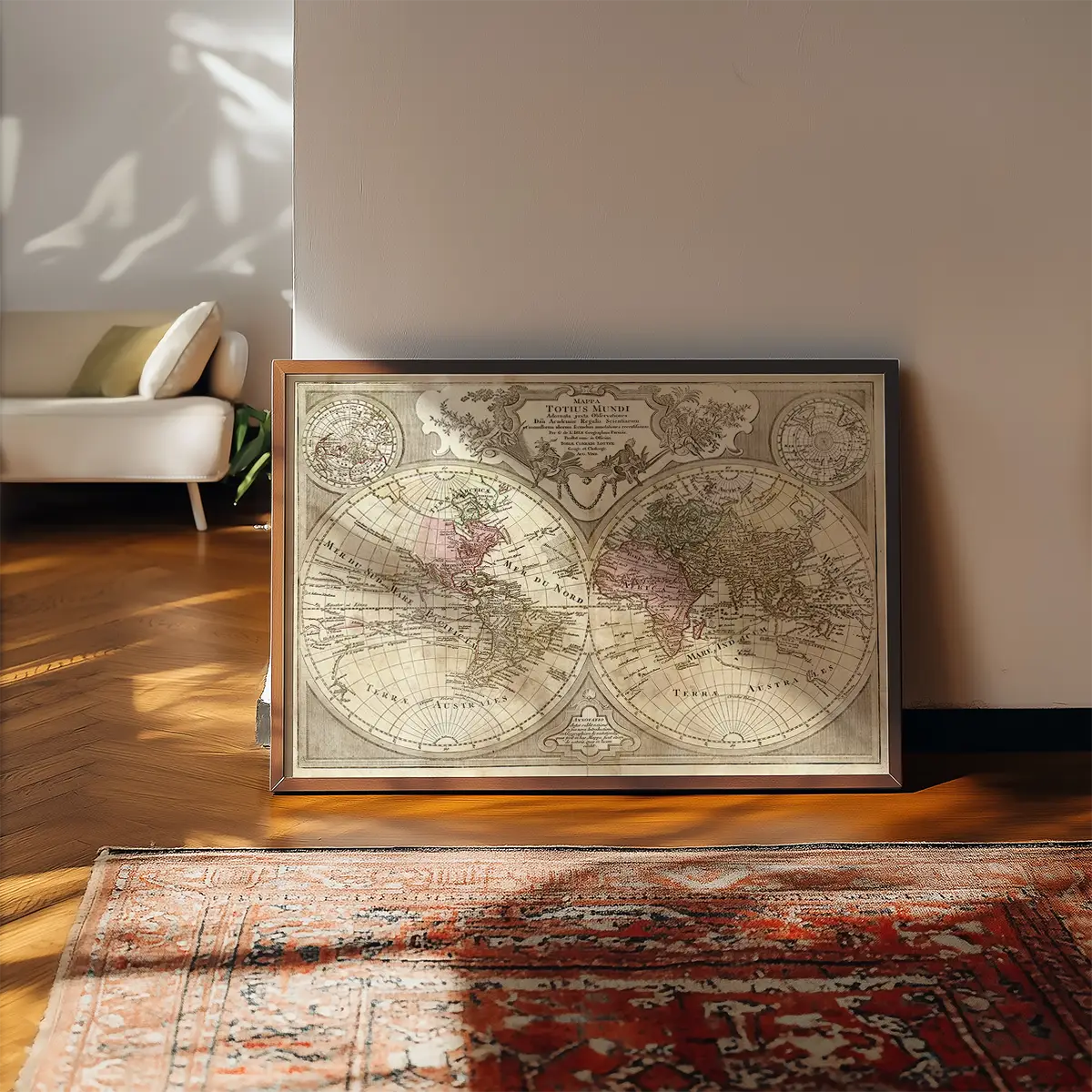 Decorative Large Double Hemisphere World Map