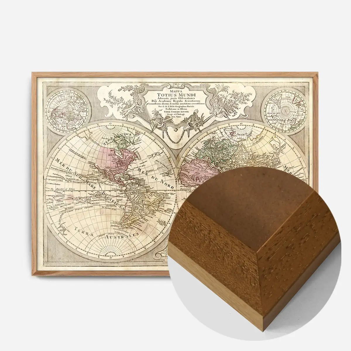 Decorative Large Double Hemisphere World Map