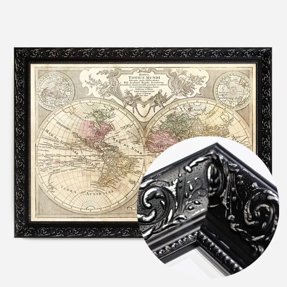 Decorative Large Double Hemisphere World Map