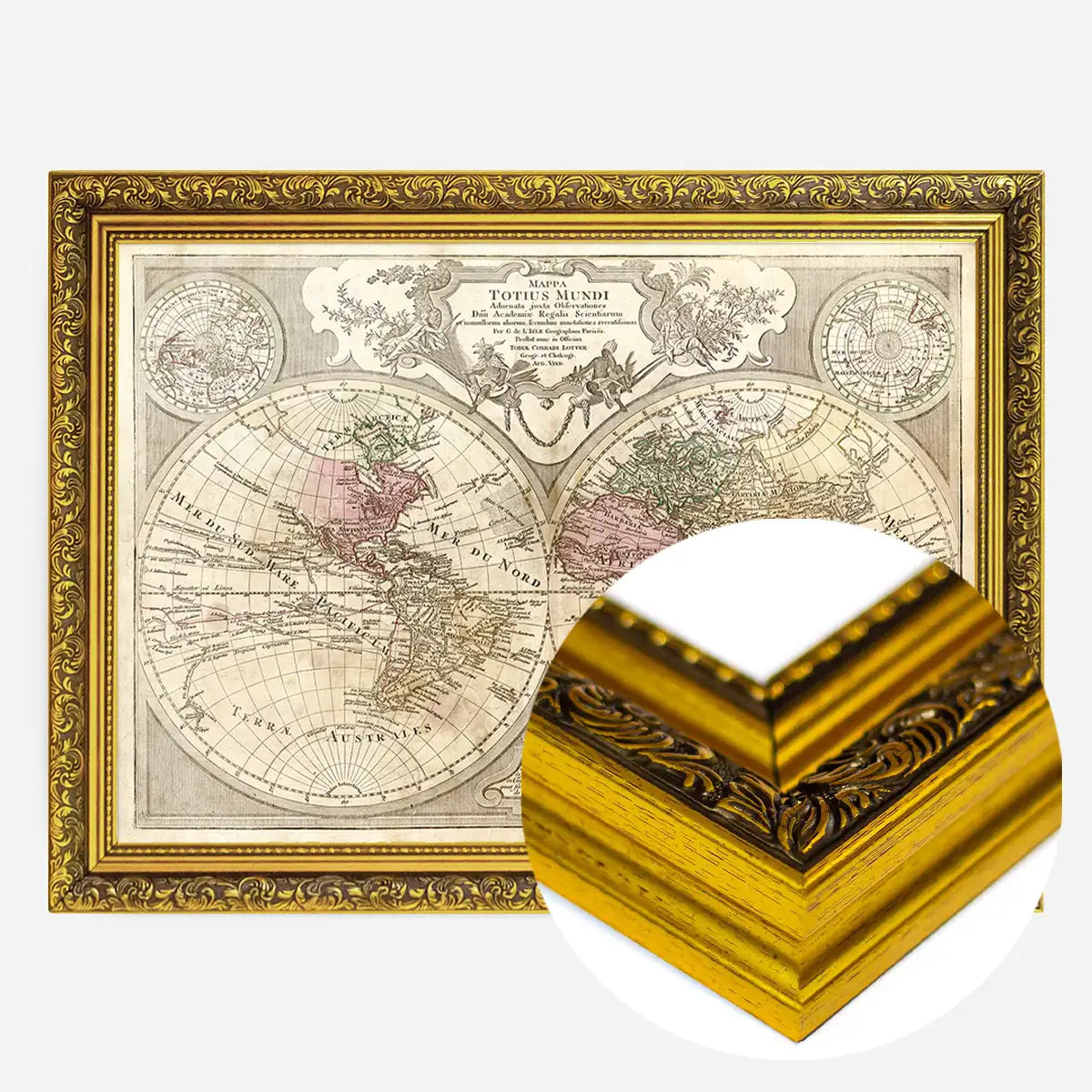 Decorative Large Double Hemisphere World Map