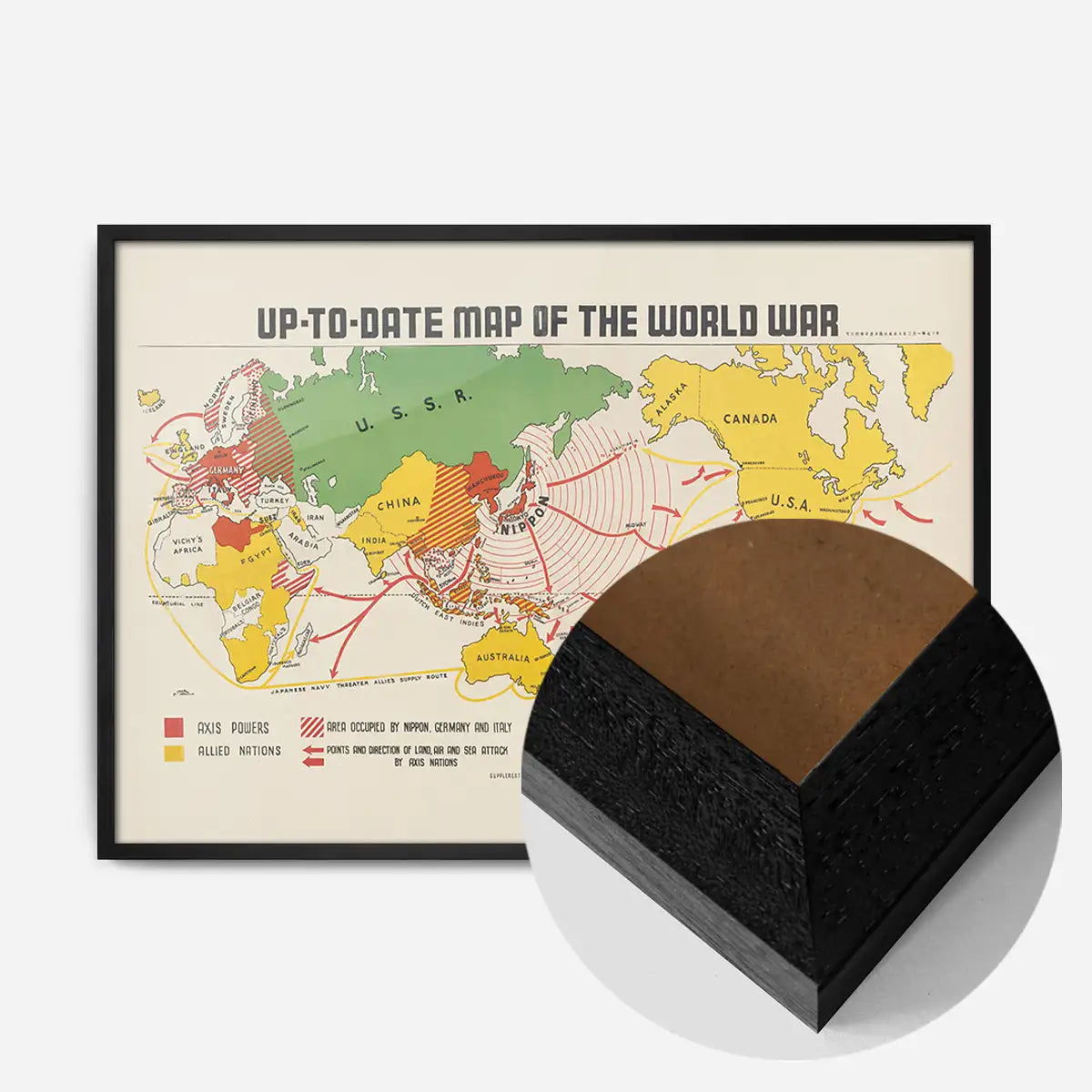 Up-To-Date Map Of The World War 1942 By Manila Shinbun-Sha