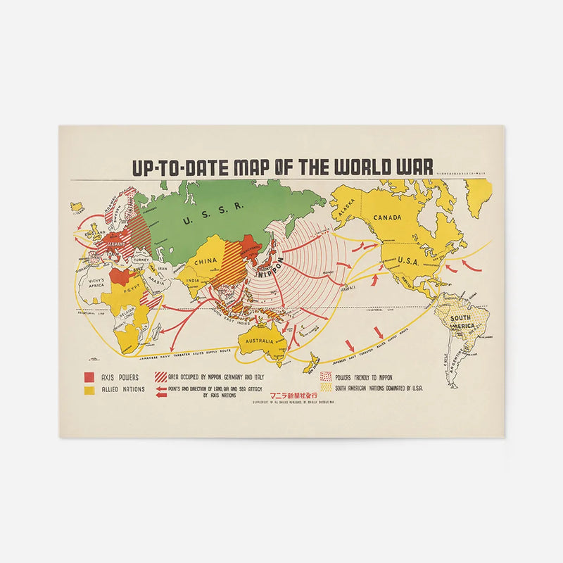 Up-To-Date Map Of The World War 1942 By Manila Shinbun-Sha – InkAndDrop