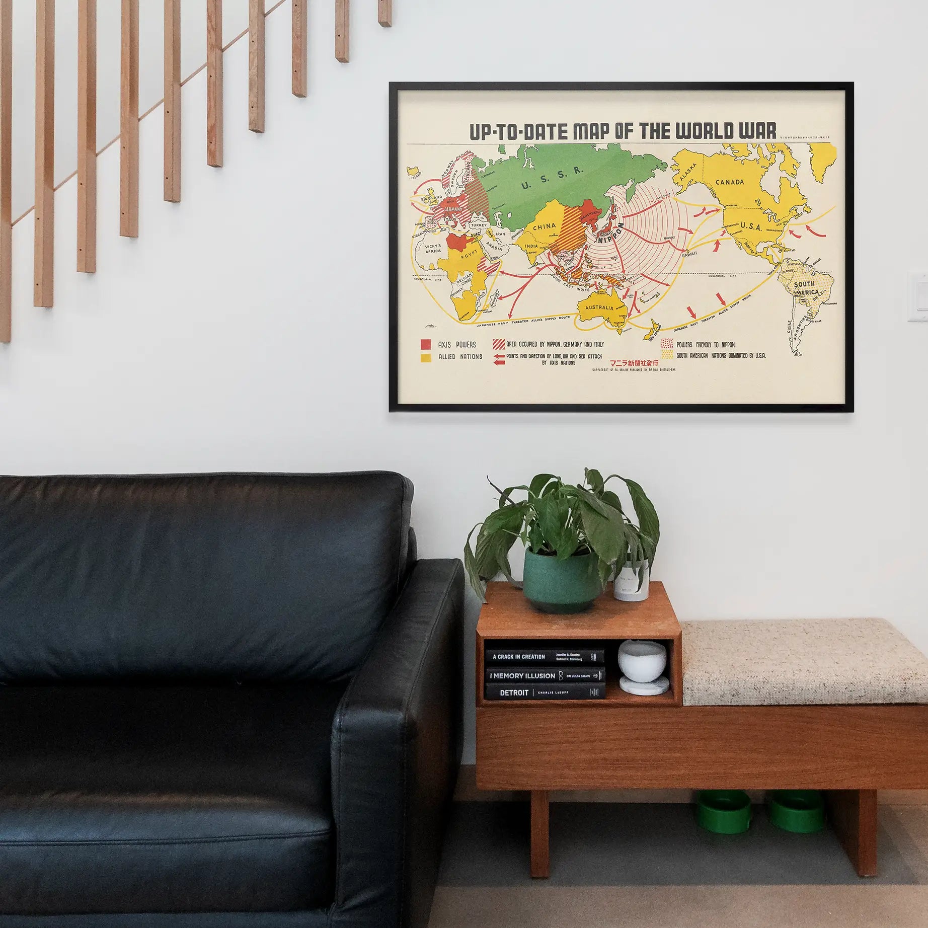 Up-To-Date Map Of The World War 1942 By Manila Shinbun-Sha