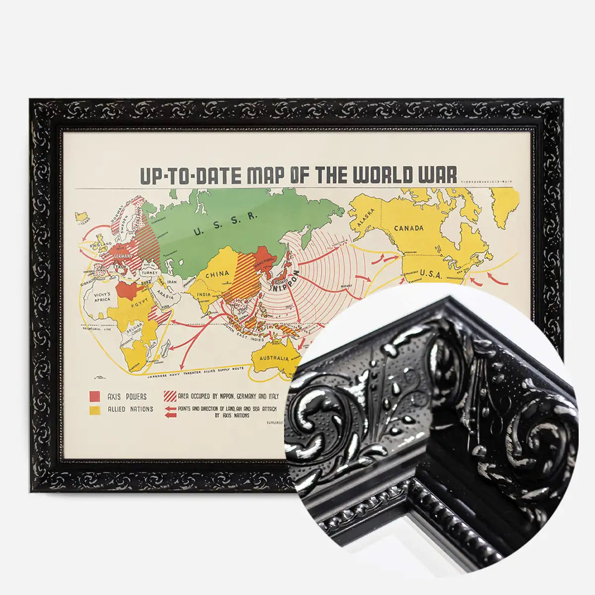 Up-To-Date Map Of The World War 1942 By Manila Shinbun-Sha