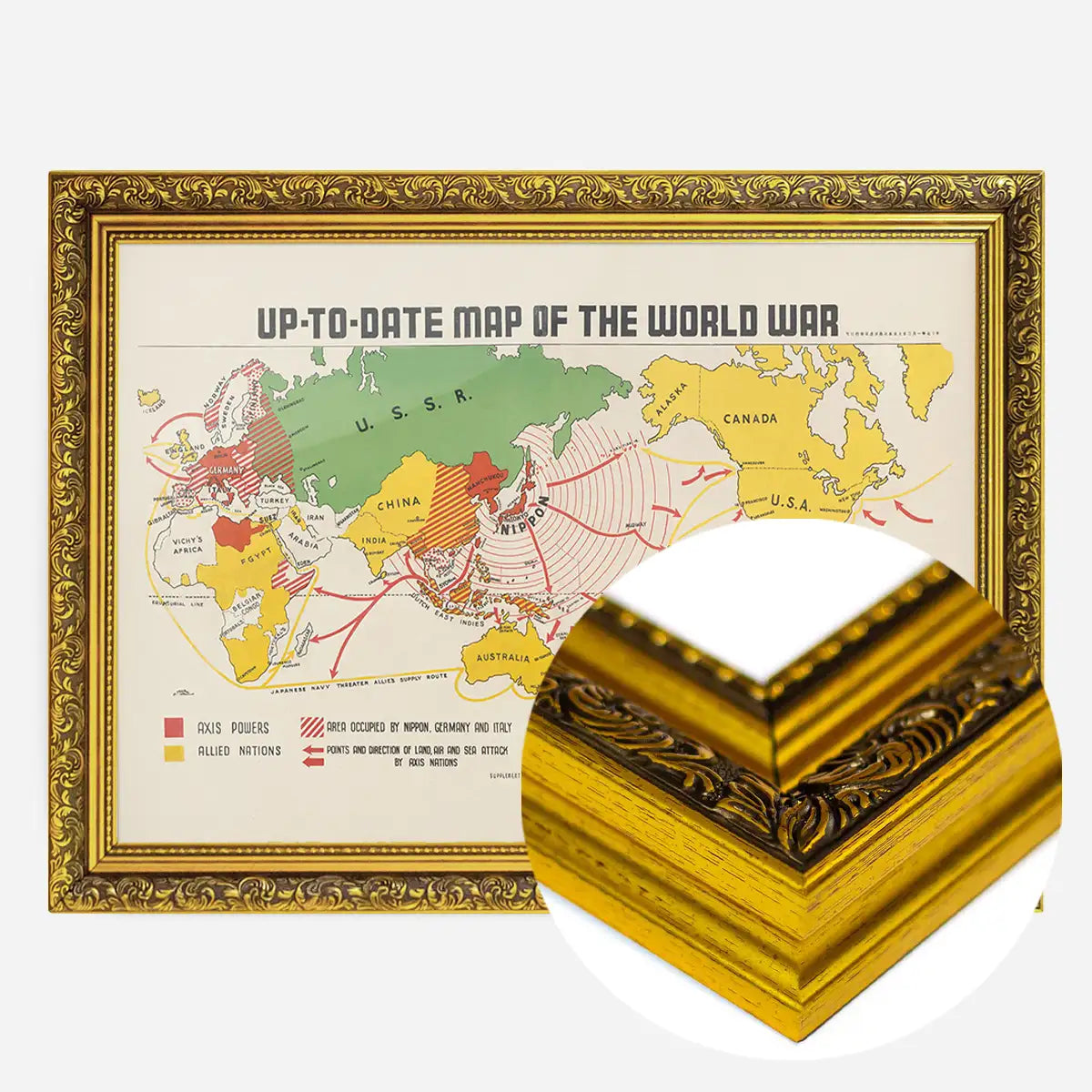 Up-To-Date Map Of The World War 1942 By Manila Shinbun-Sha