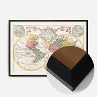 Hand Coloured Double Hemisphere World Map