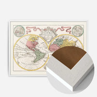 Hand Coloured Double Hemisphere World Map