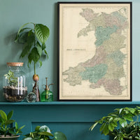 North & South Wales including Counties by Sidney Hall, Vintage 1856 Map Print