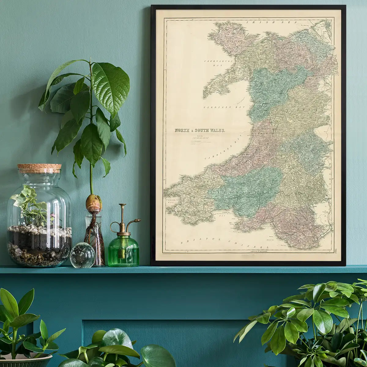 North & South Wales including Counties by Sidney Hall, Vintage 1856 Map Print