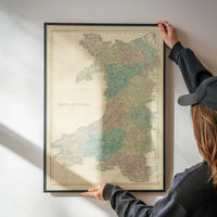 North & South Wales including Counties by Sidney Hall, Vintage 1856 Map Print