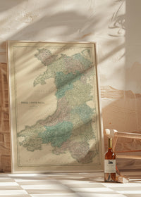 North & South Wales including Counties by Sidney Hall, Vintage 1856 Map Print