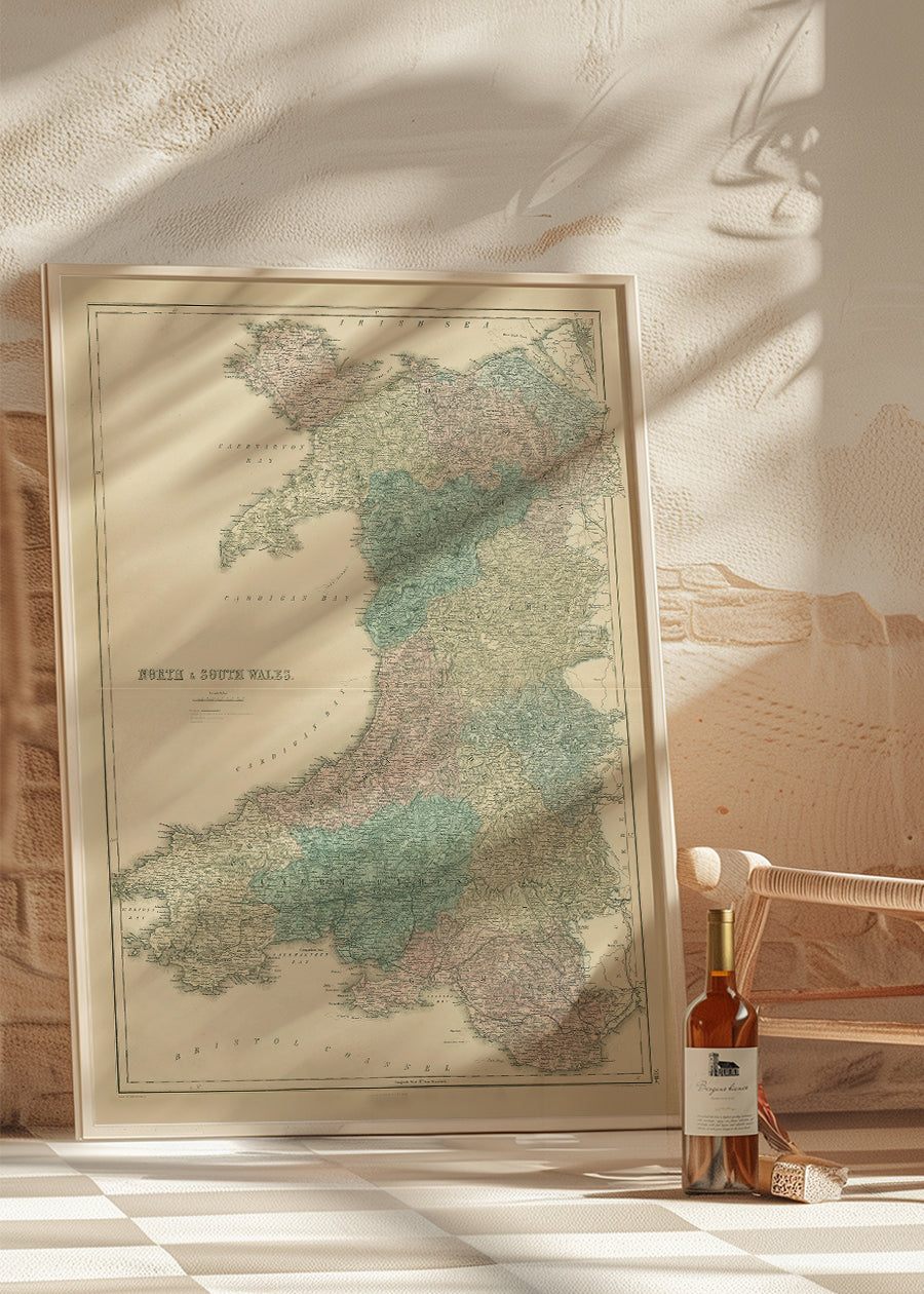 North & South Wales including Counties by Sidney Hall, Vintage 1856 Map Print