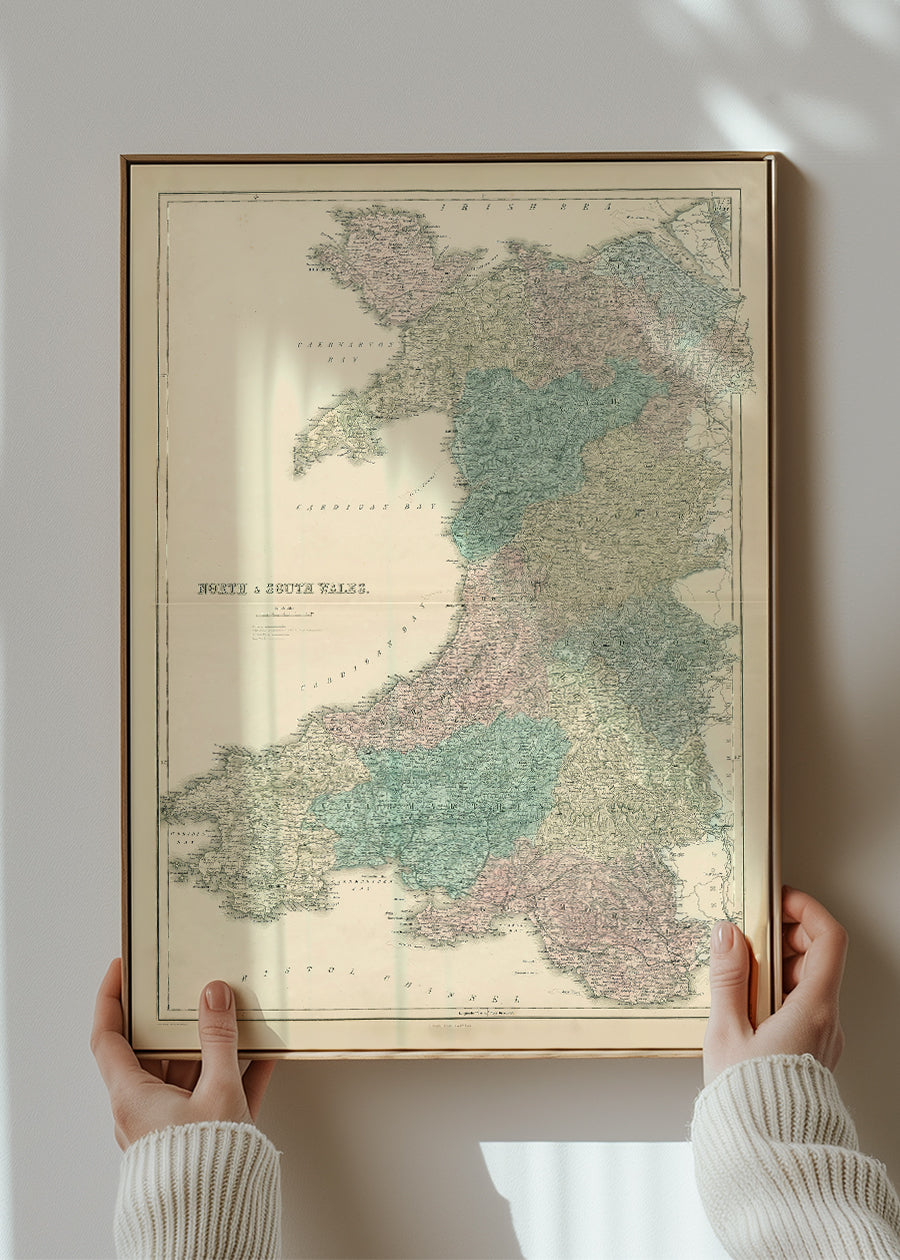 North & South Wales including Counties by Sidney Hall, Vintage 1856 Map Print