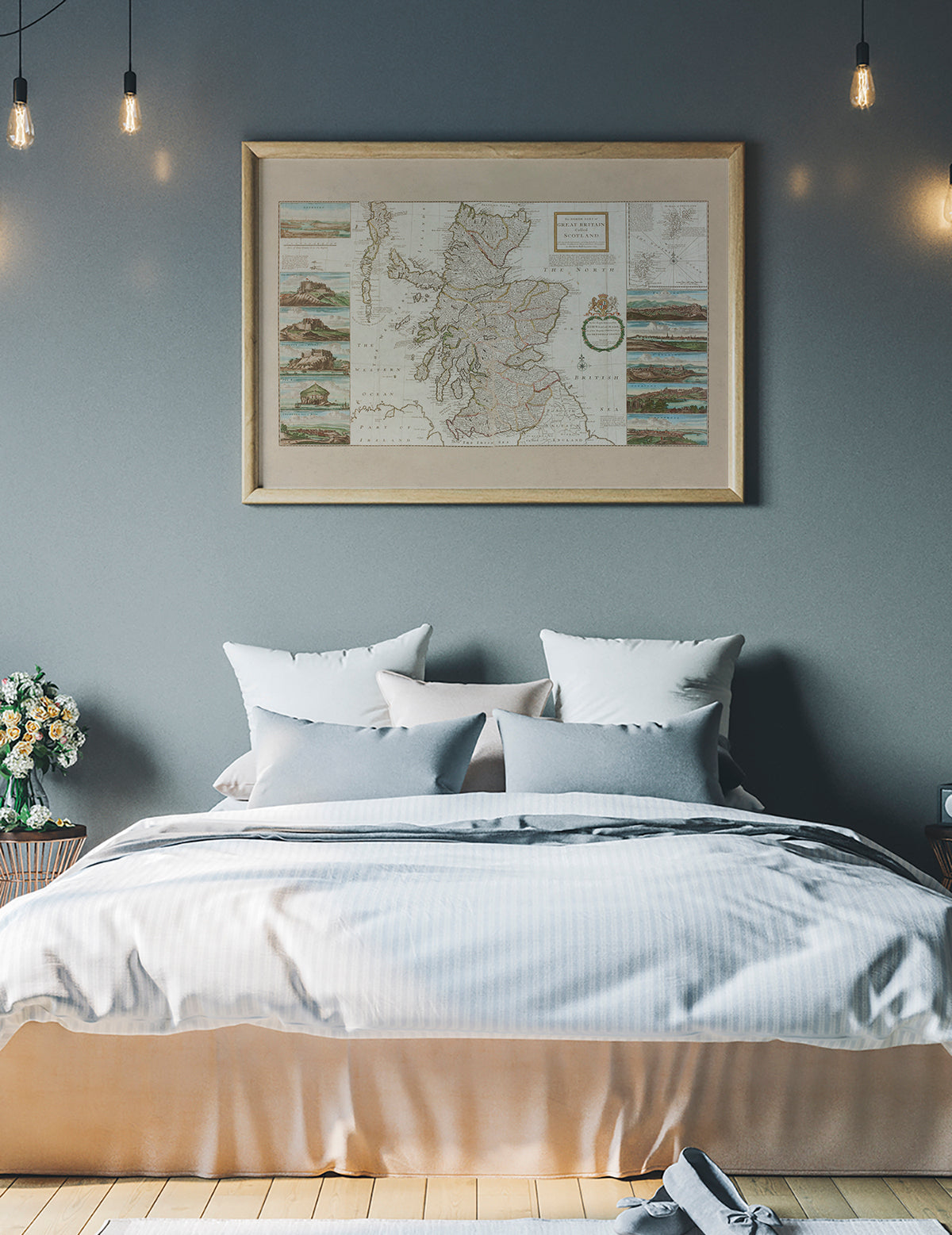 Vintage Scotland by Herman Moll Map Landscape Print