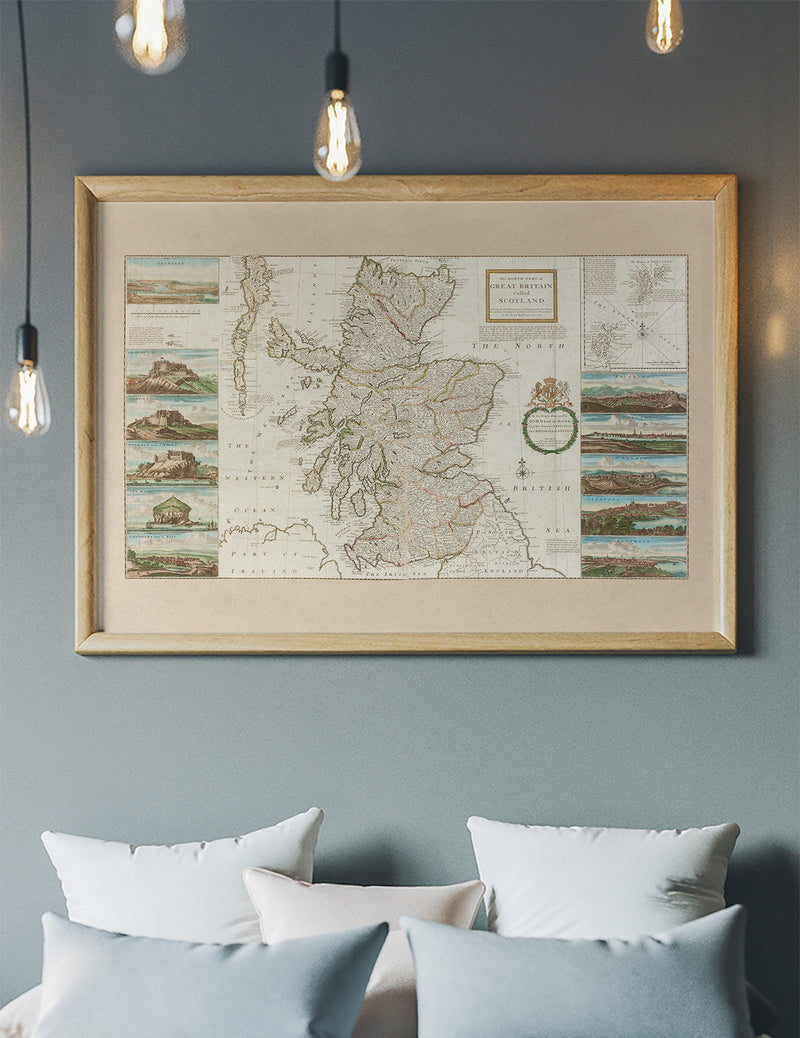 Vintage Scotland by Herman Moll Map Landscape Print