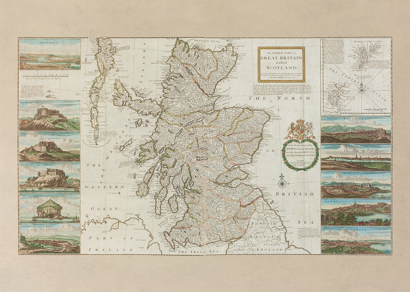 Vintage Scotland by Herman Moll Map Landscape Print