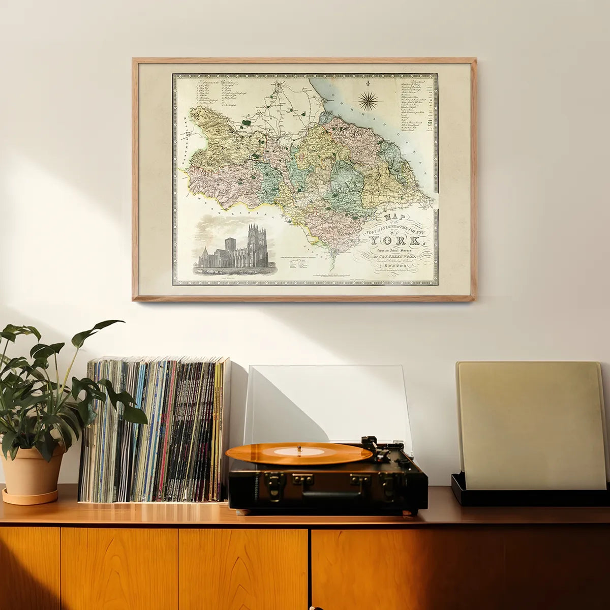 Vintage Colour Map of York Print by CJ Greenwood