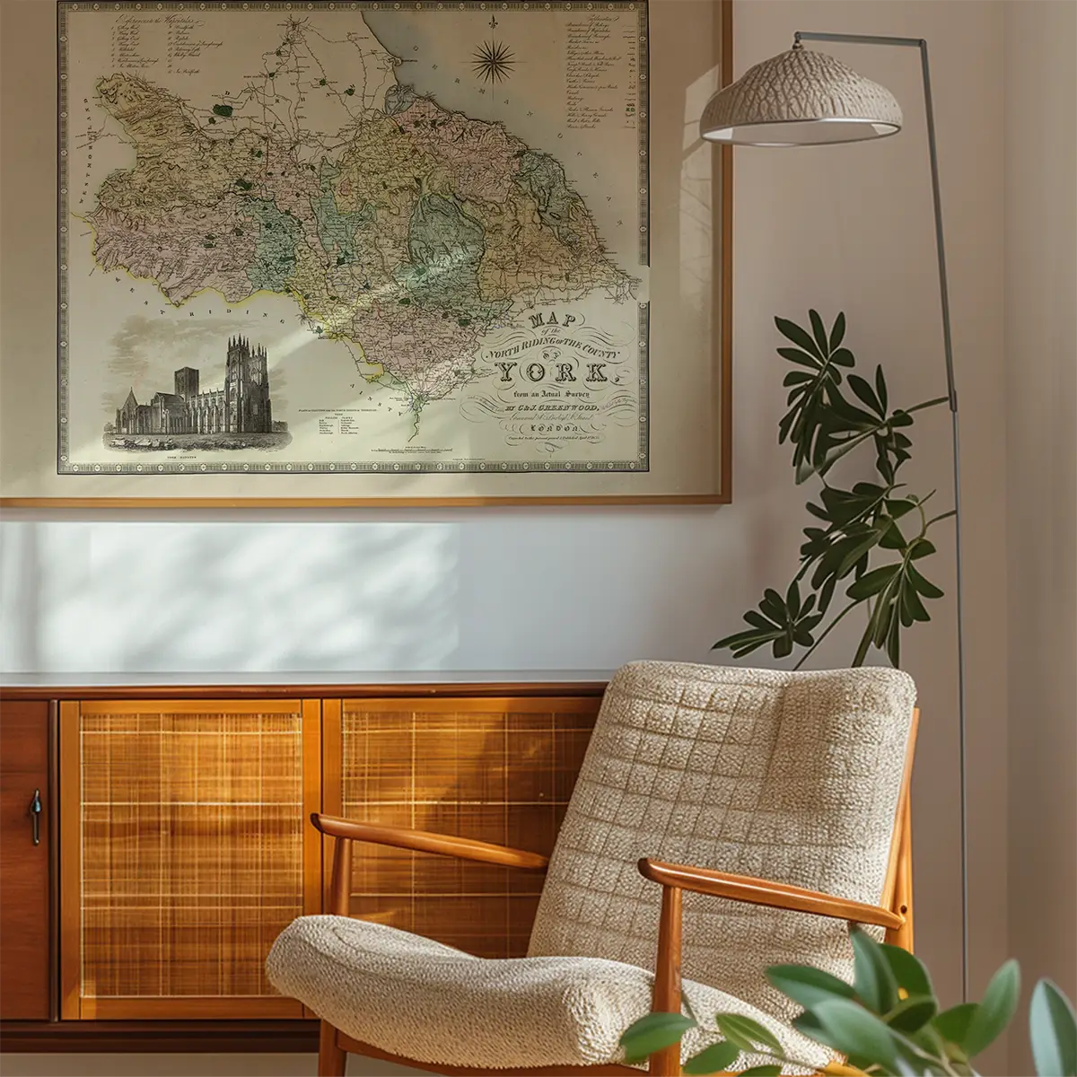 Vintage Colour Map of York Print by CJ Greenwood