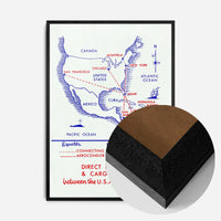 Vintage Map Print of USA to Colombia Cargo Routes