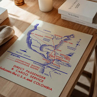 Vintage Map Print of USA to Colombia Cargo Routes