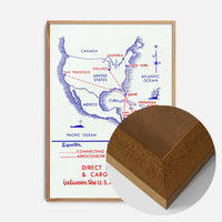 Vintage Map Print of USA to Colombia Cargo Routes