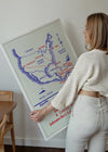 Vintage Map Print of USA to Colombia Cargo Routes