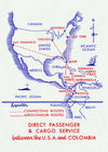 Vintage Map Print of USA to Colombia Cargo Routes