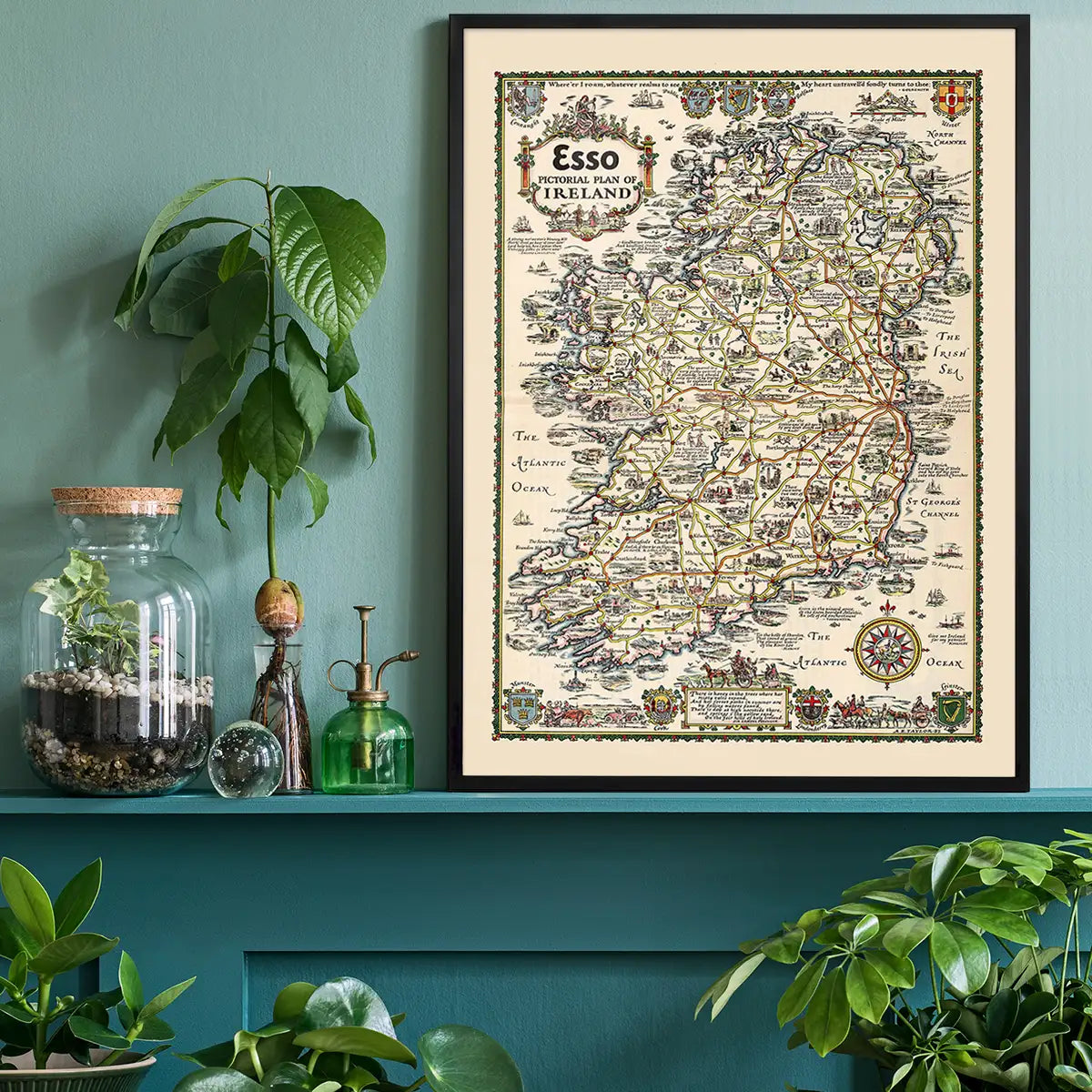 1933 Pictorial Plan of Ireland Map Print