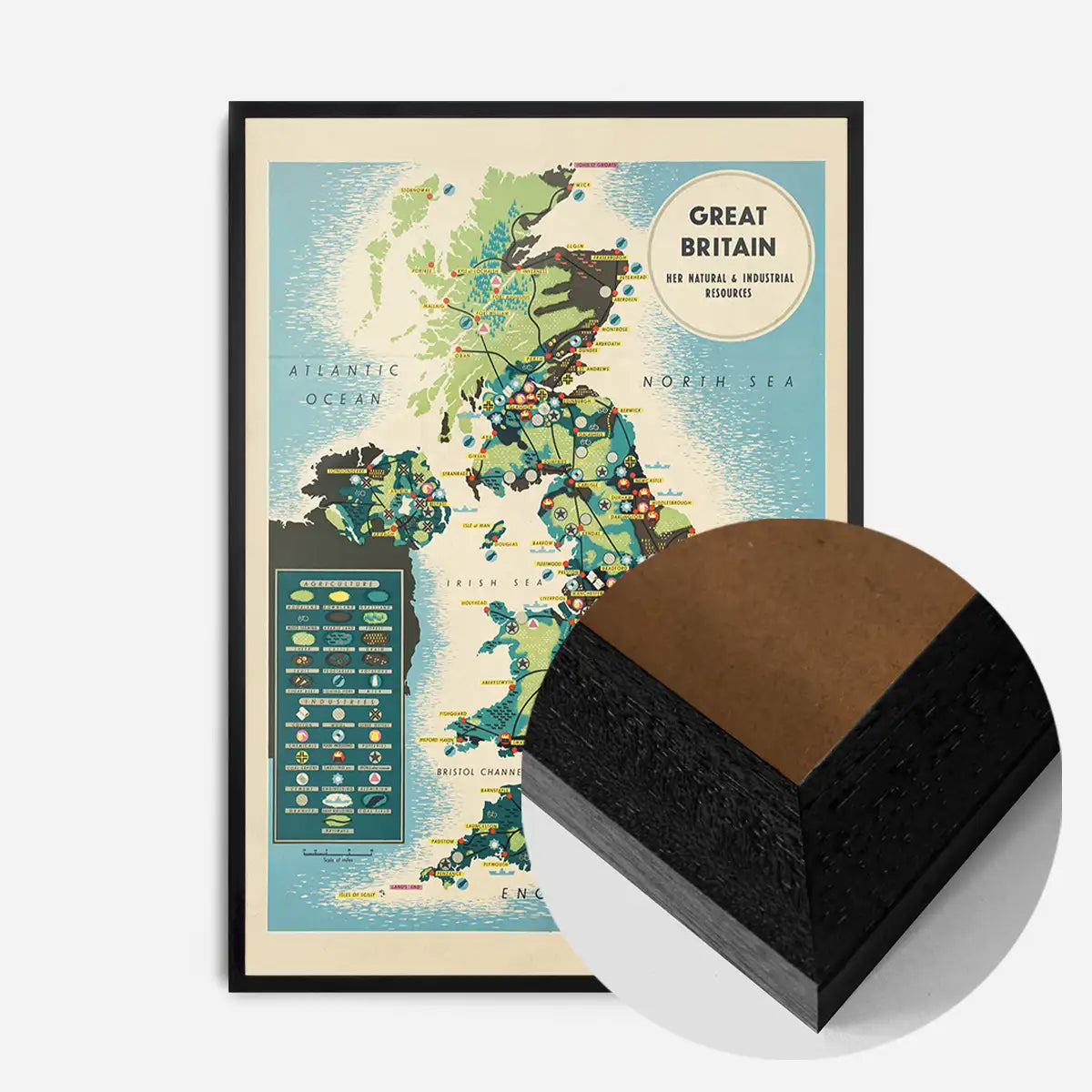 Vintage Map of Industrial Great Britain Map Print