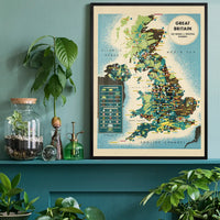 Vintage Map of Industrial Great Britain Map Print