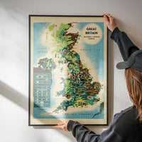 Vintage Map of Industrial Great Britain Map Print