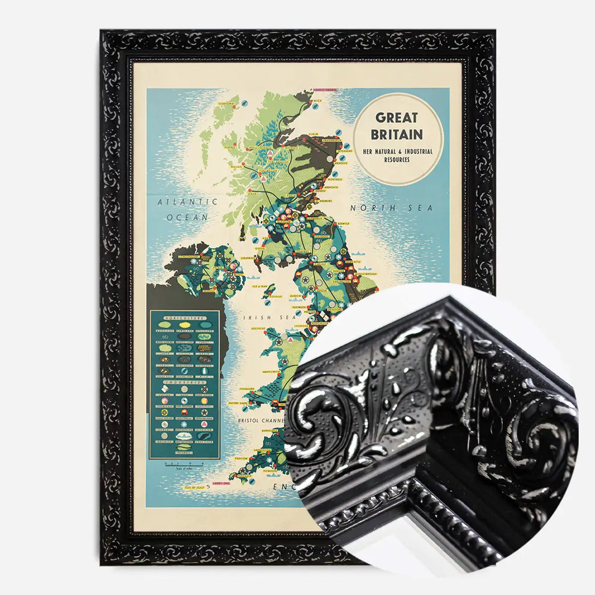 Vintage Map of Industrial Great Britain Map Print
