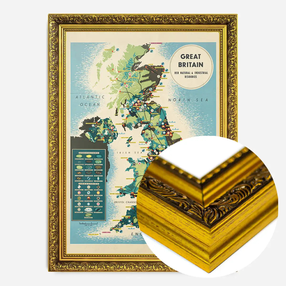 Vintage Map of Industrial Great Britain Map Print