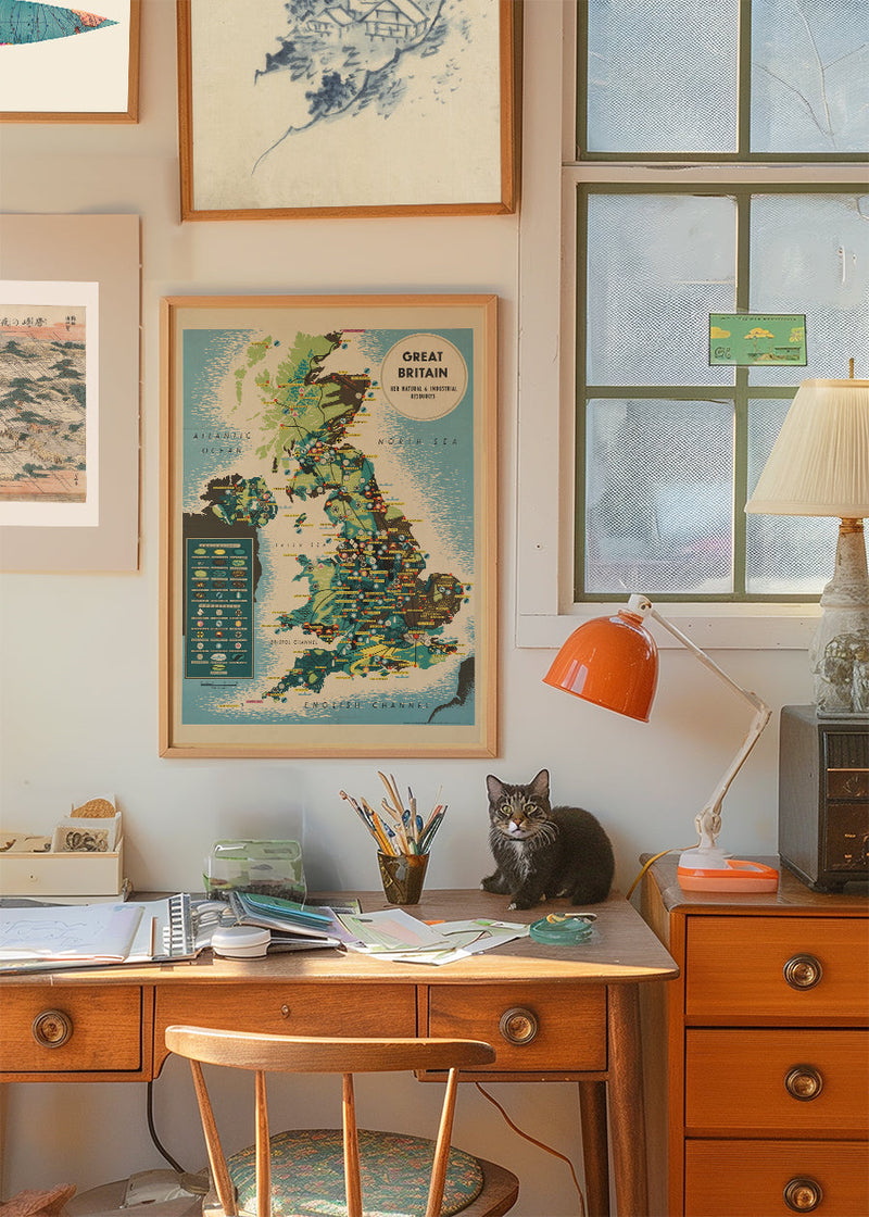 Vintage Map of Industrial Great Britain Map Print