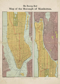 The Borough of Manhattan by the Evening Post Map Print