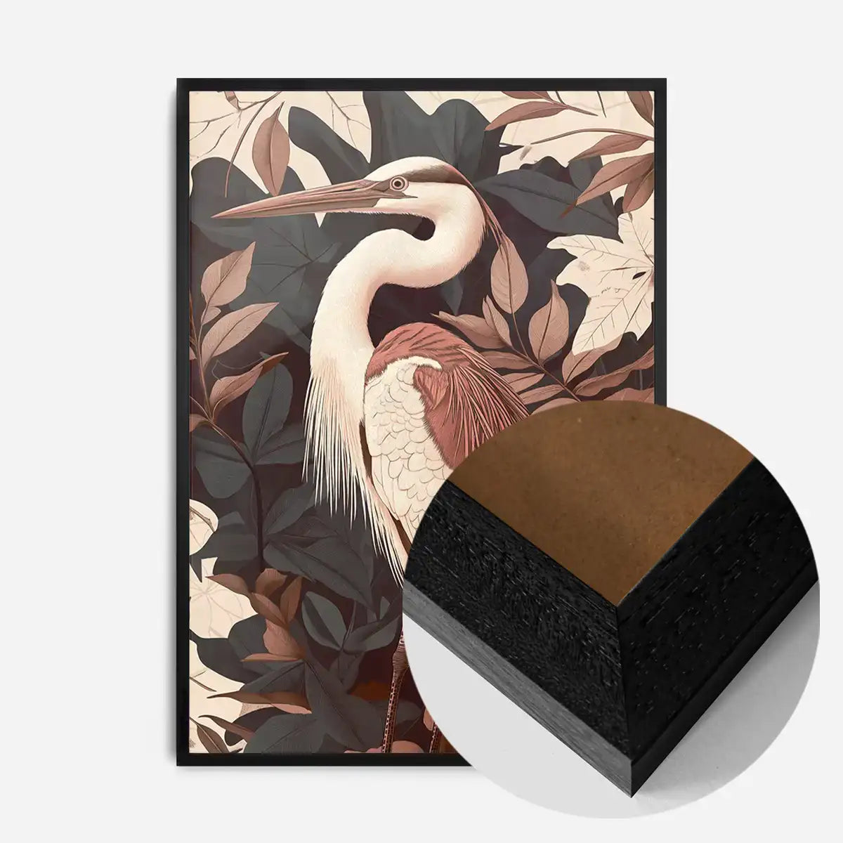 Large Heron Print in Pantone Mocha Mousse