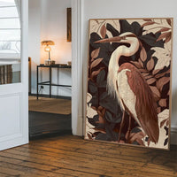 Large Heron Print in Pantone Mocha Mousse