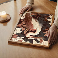 Large Heron Print in Pantone Mocha Mousse