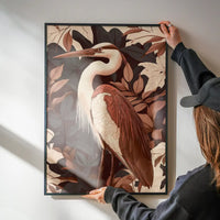 Large Heron Print in Pantone Mocha Mousse
