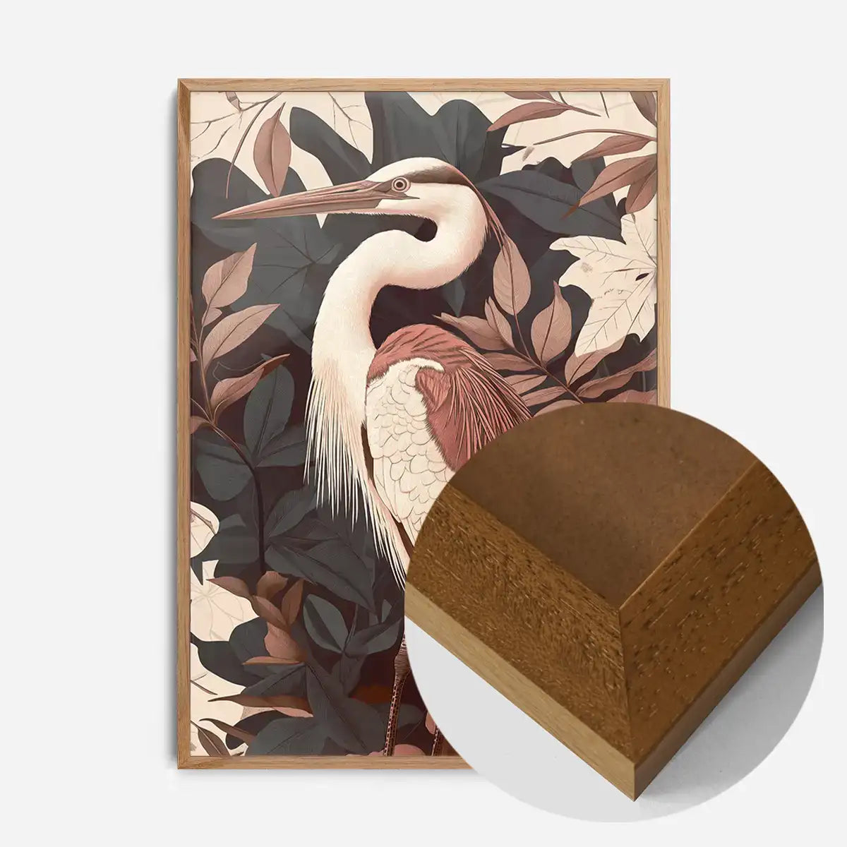 Large Heron Print in Pantone Mocha Mousse