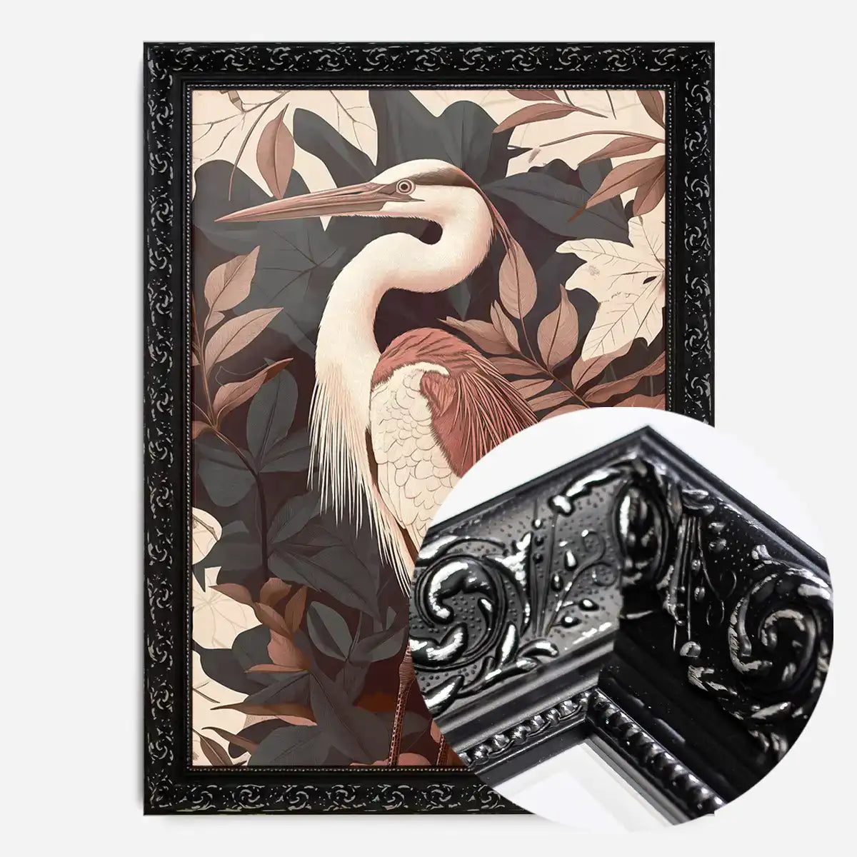 Large Heron Print in Pantone Mocha Mousse