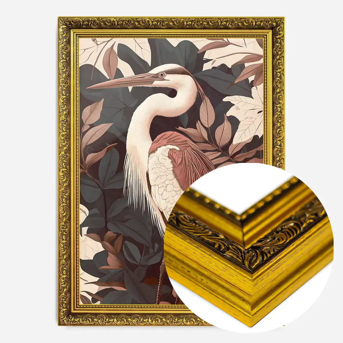 Large Heron Print in Pantone Mocha Mousse