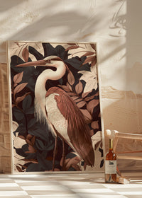 Large Heron Print in Pantone Mocha Mousse